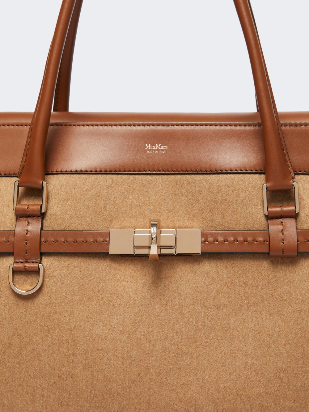 Camel and leather handbag - Camel