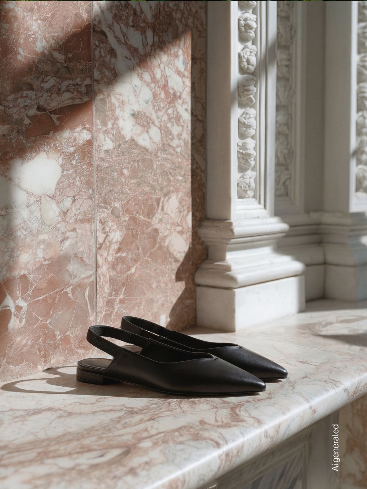 Nappa leather flat slingbacks - Black