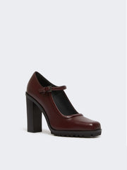 Mary Janes in leather - Bordeaux