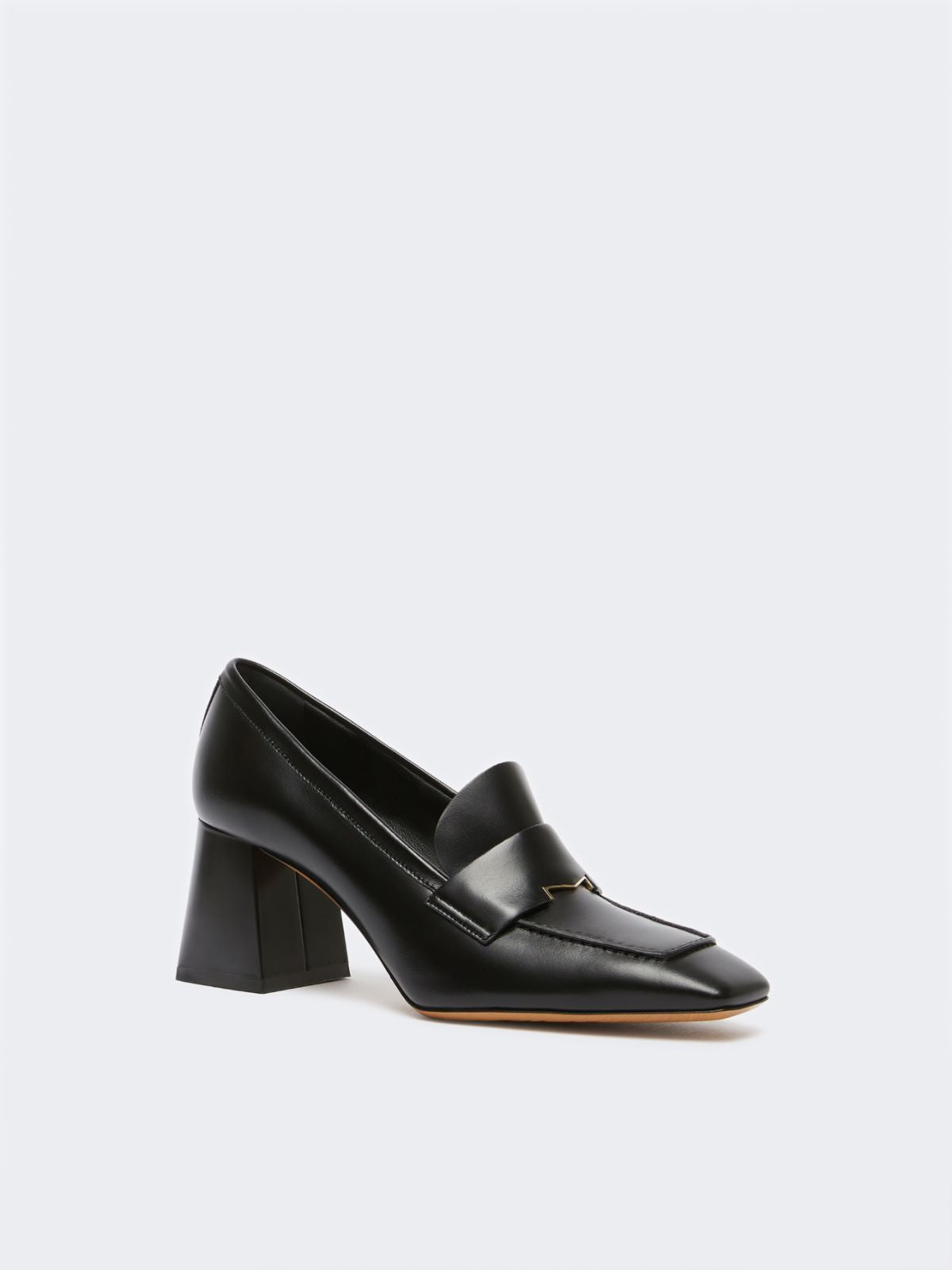 Leather loafers with heel - Black