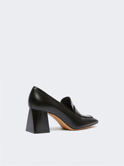 Leather loafers with heel - Black