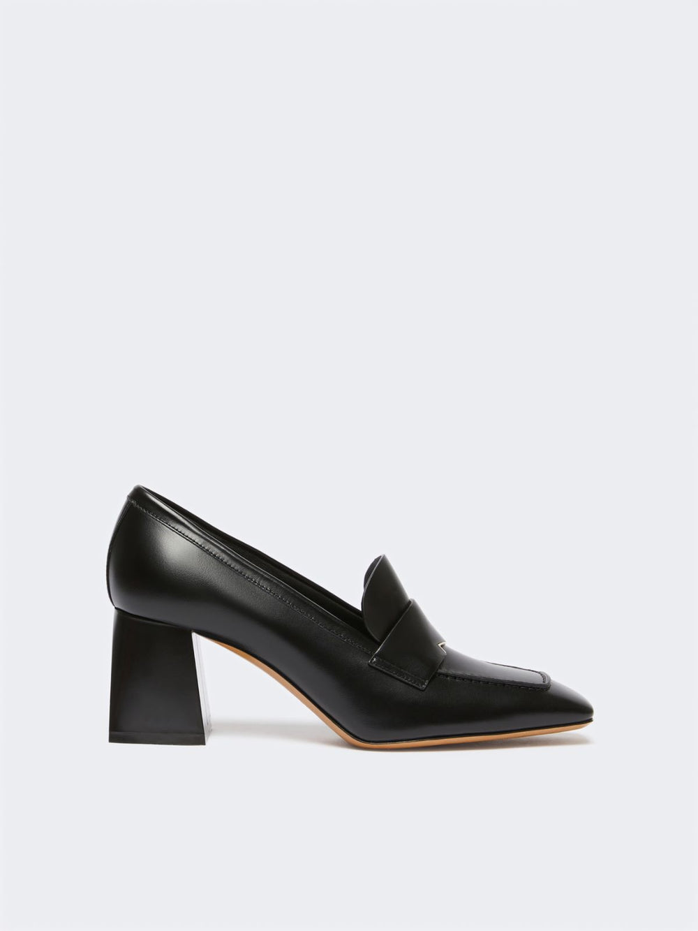 Leather loafers with heel - Black