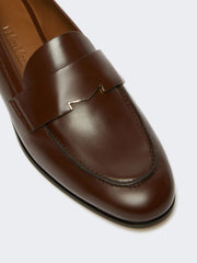 Semi-glossy leather moccasins - Cocoa