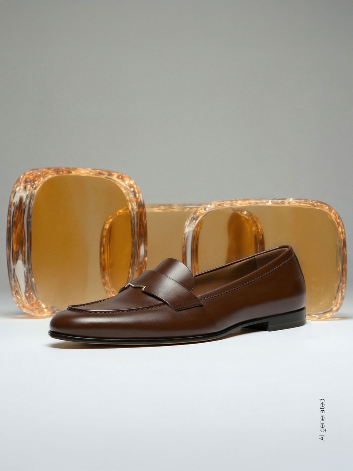 Semi-glossy leather moccasins - Cocoa