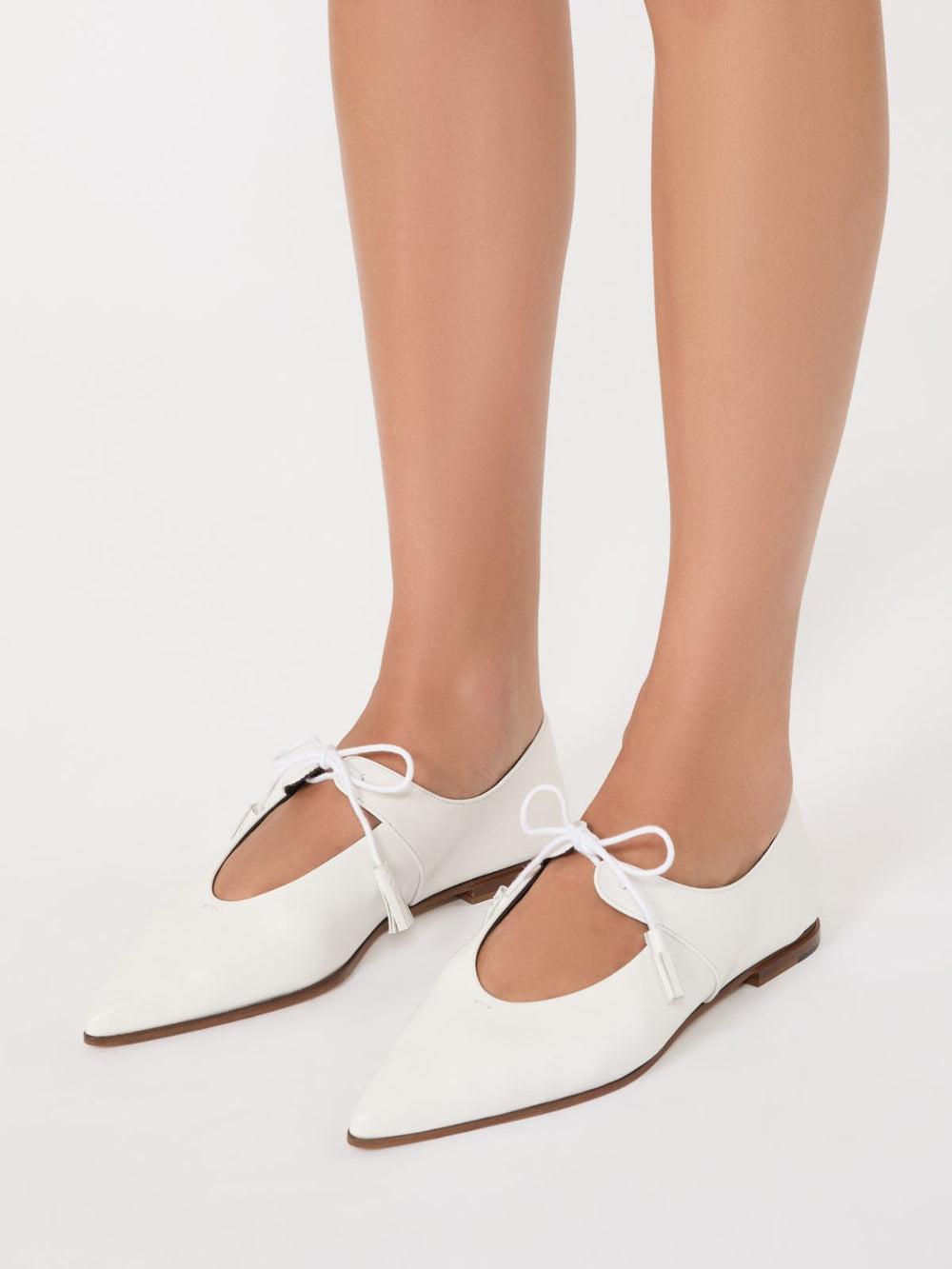 Smooth leather ballet flats - Ivory