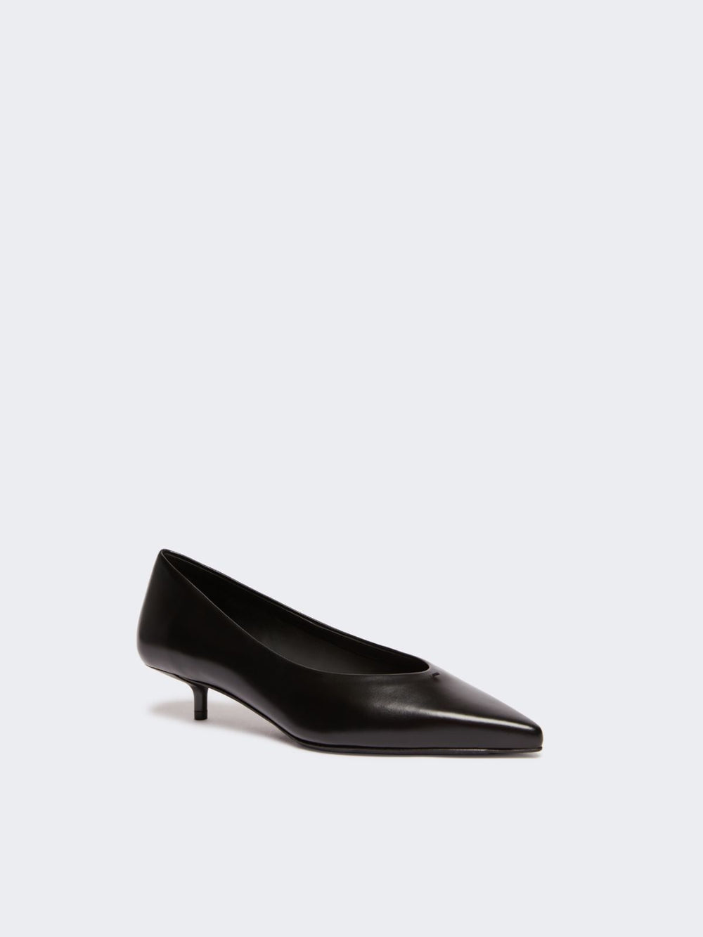 Kitten-heel leather court shoes - Black