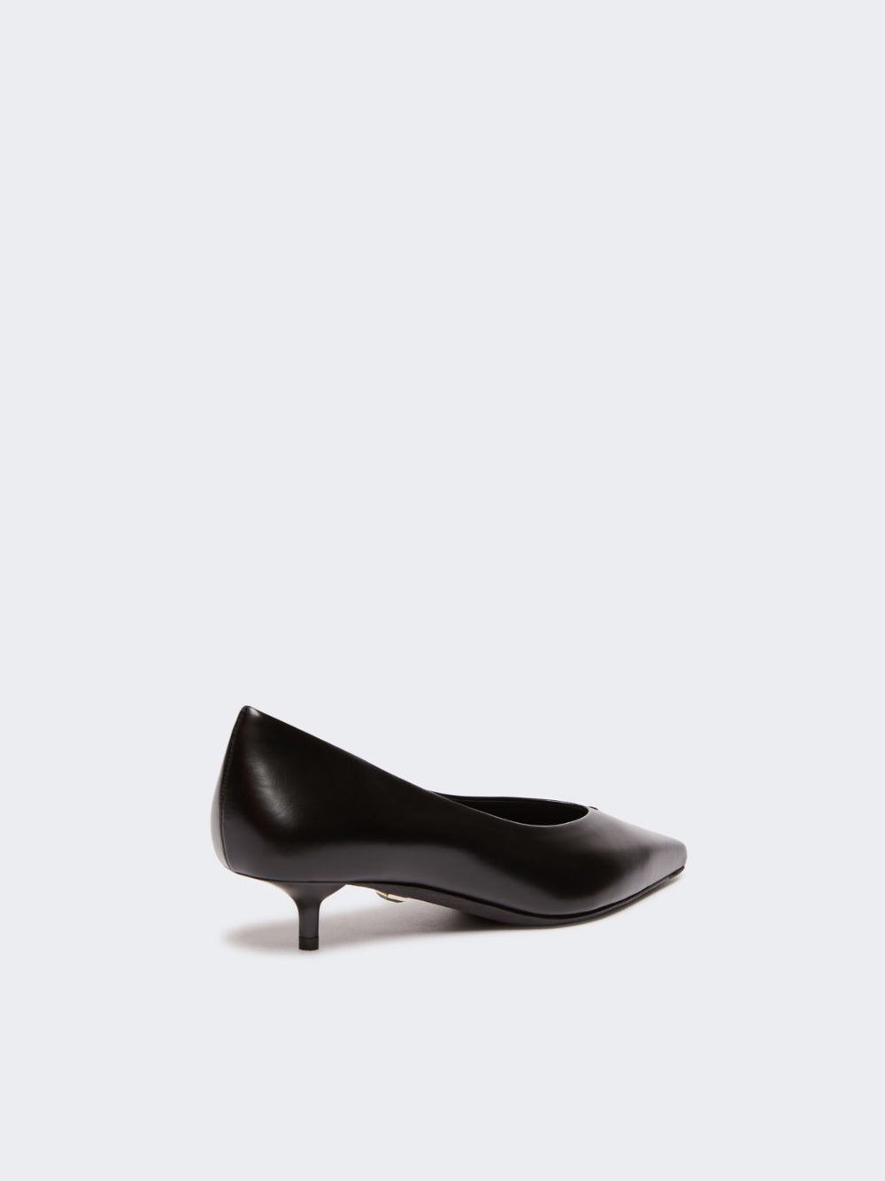 Kitten-heel leather court shoes - Black
