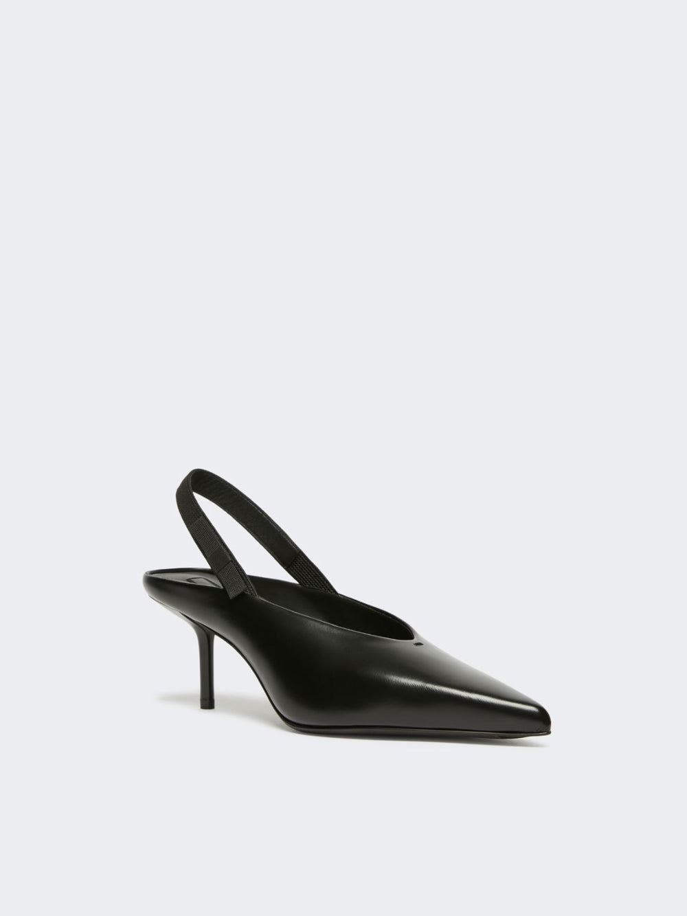 Leather slingback mules with bow - Black