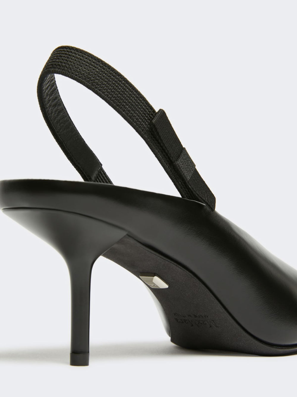 Leather slingback mules with bow - Black