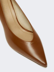 Smooth leather court shoes - Amber brown
