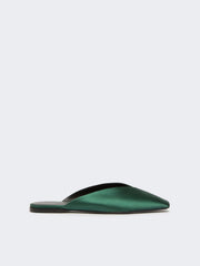 Viscose and silk satin mules - Emerald