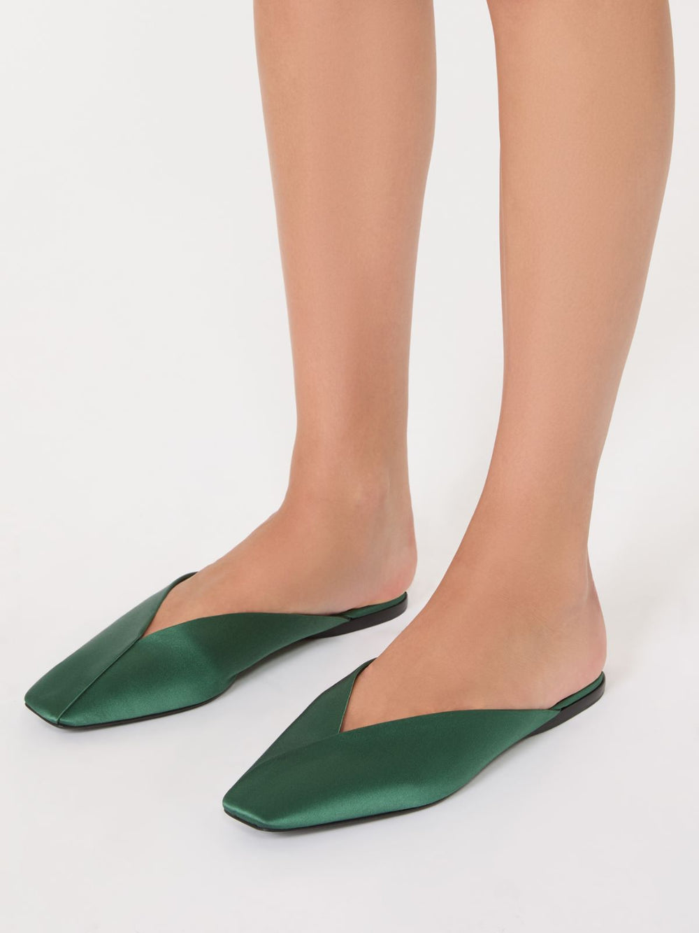 Viscose and silk satin mules - Emerald