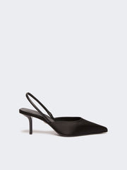 Viscose and silk satin slingbacks - Black