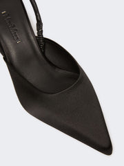 Viscose and silk satin slingbacks - Black