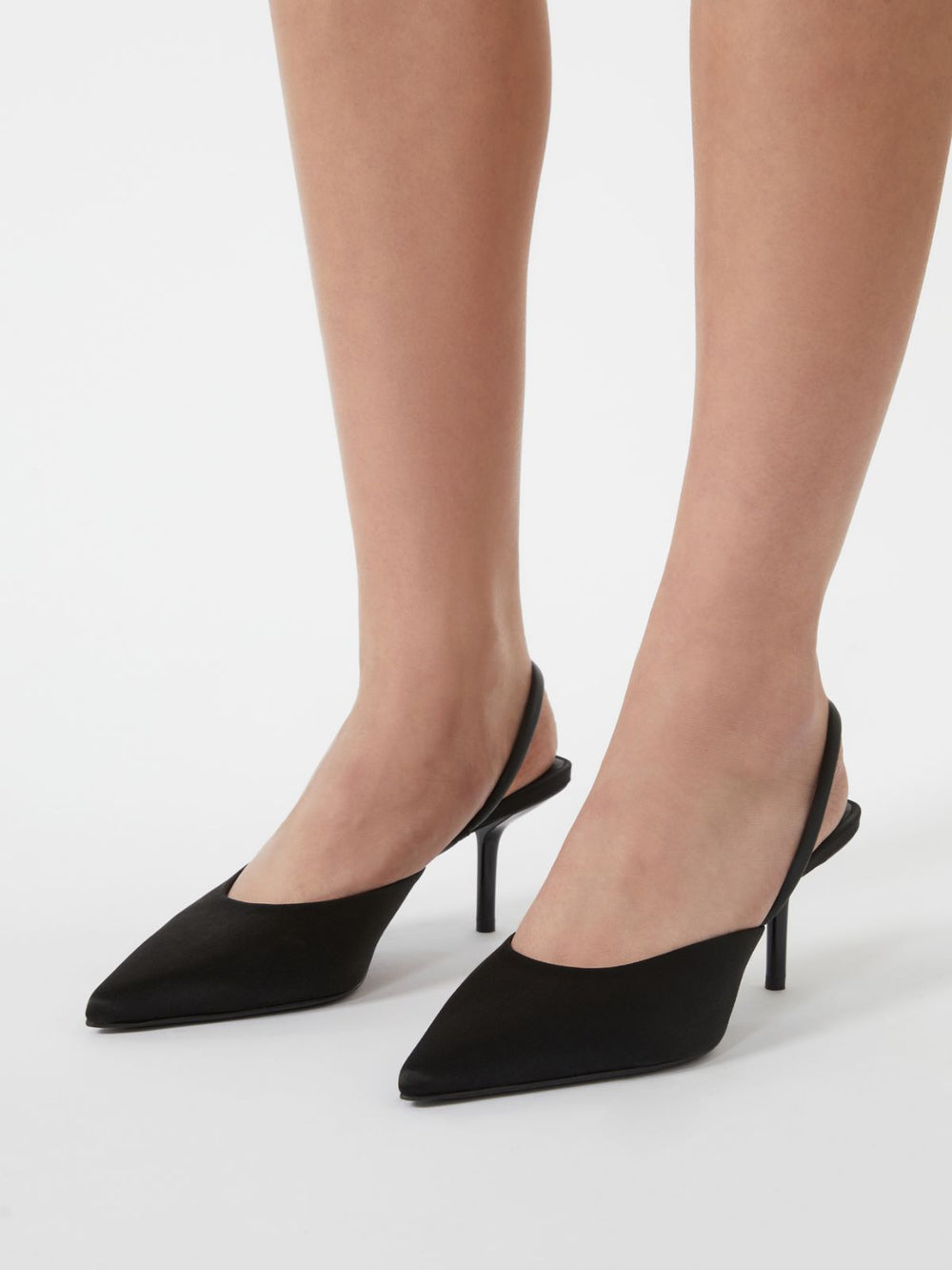 Viscose and silk satin slingbacks - Black