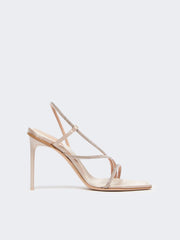 Satin and crystal sandals - Make up nude