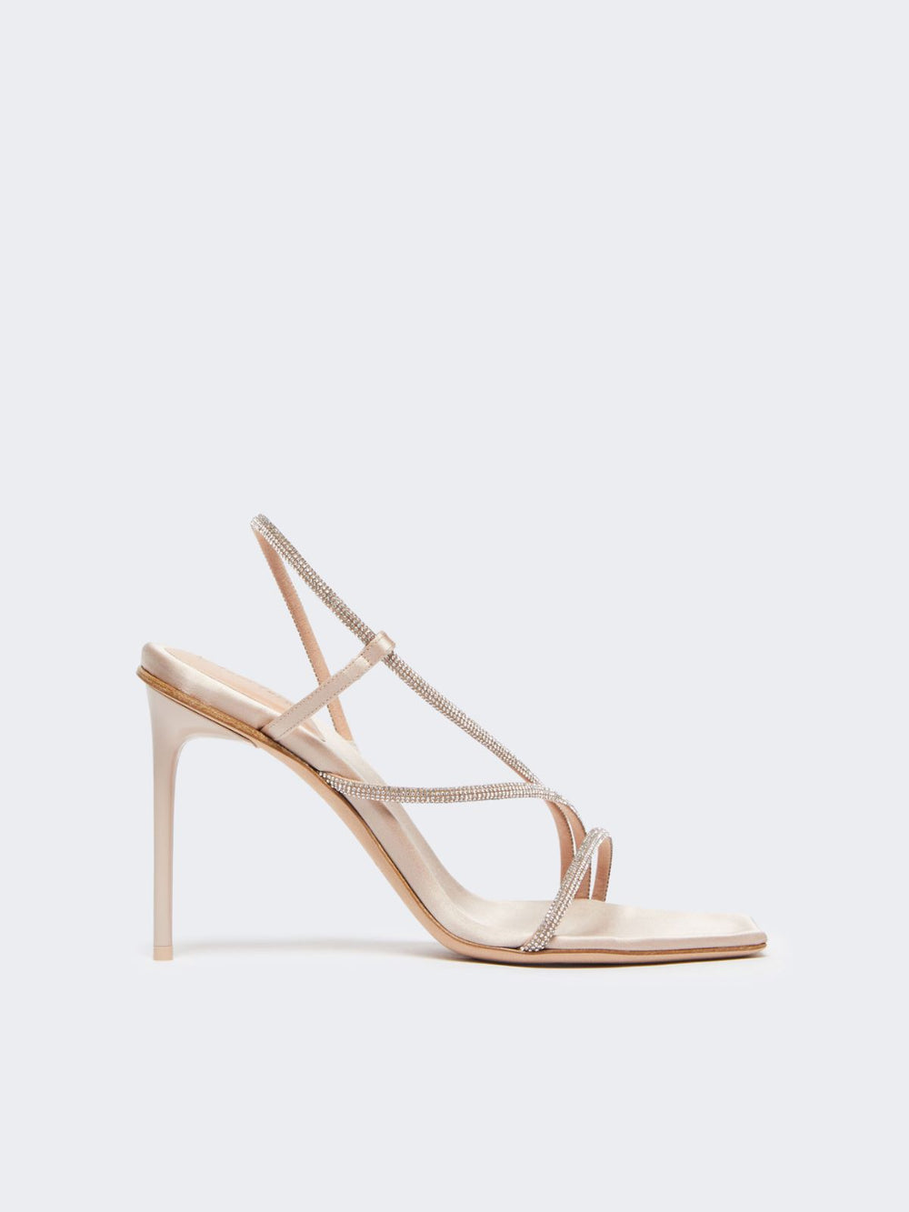 Satin and crystal sandals - Make up nude