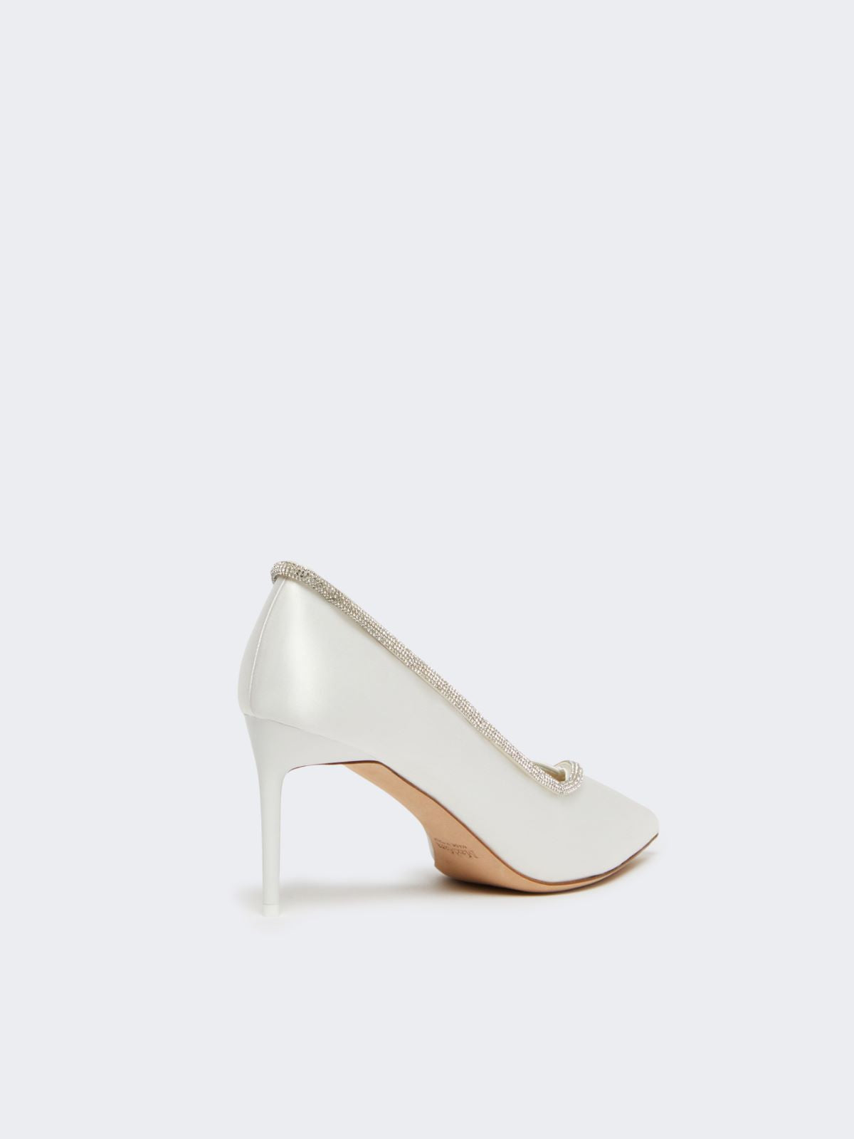 Crystal-adorned satin court shoes - Ivory