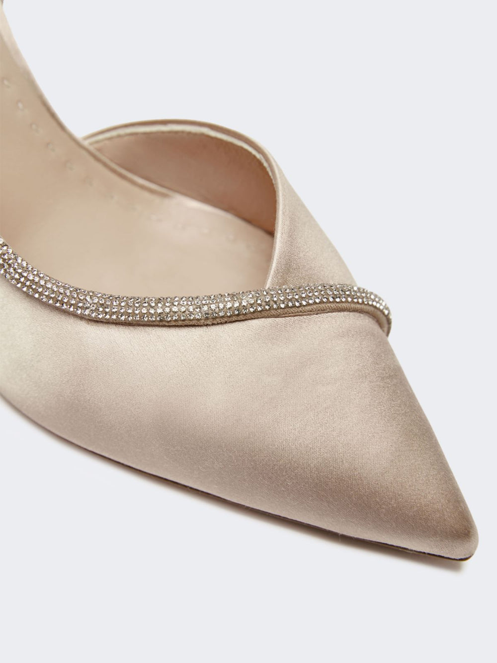 Crystal-adorned satin court shoes - Make up nude