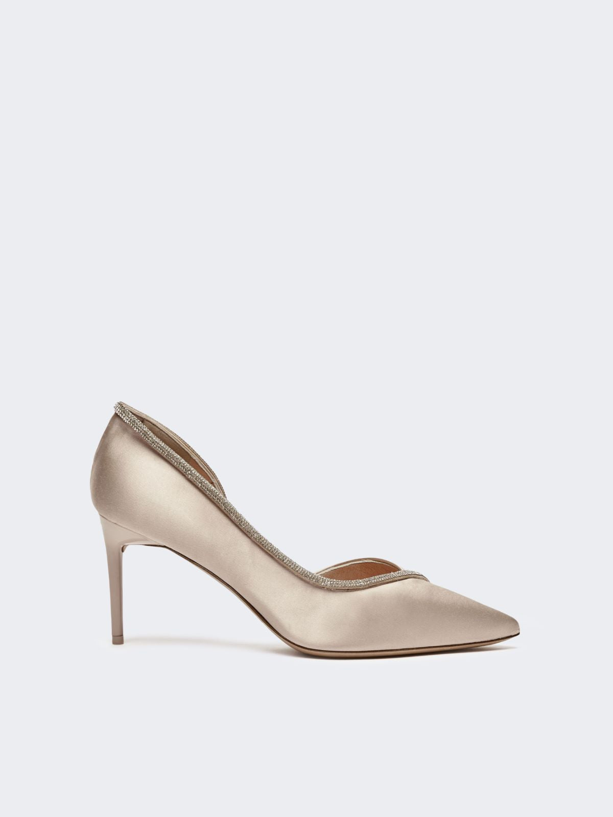 Crystal-adorned satin court shoes - Make up nude