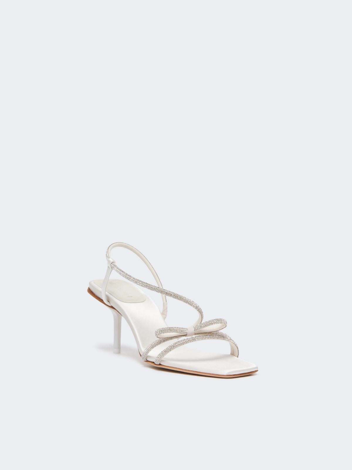 Satin and rhinestone sandals - Ivory