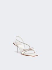 Satin and rhinestone sandals - Ivory