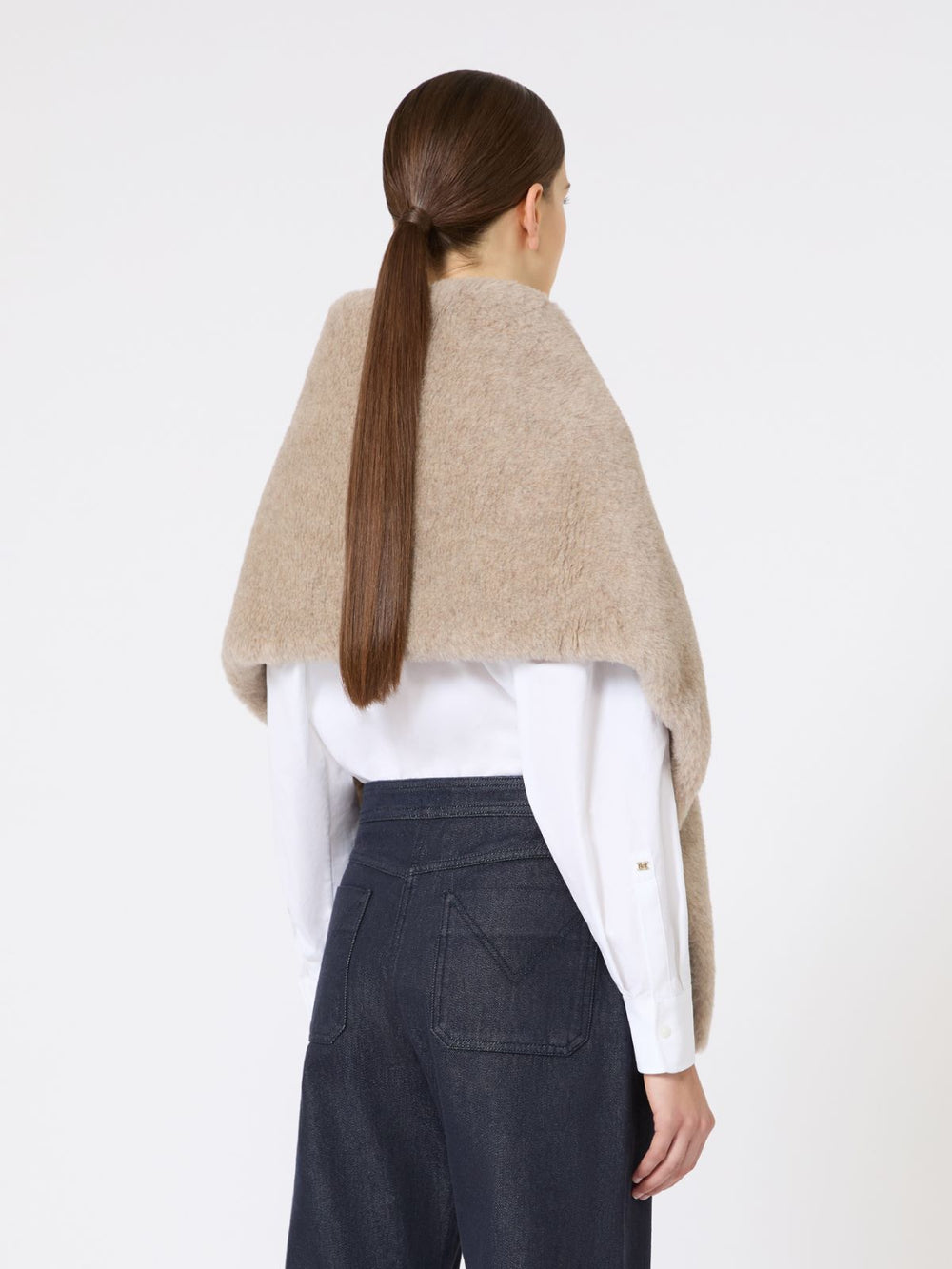 Alpaca and cashmere Teddy stole - Moss green