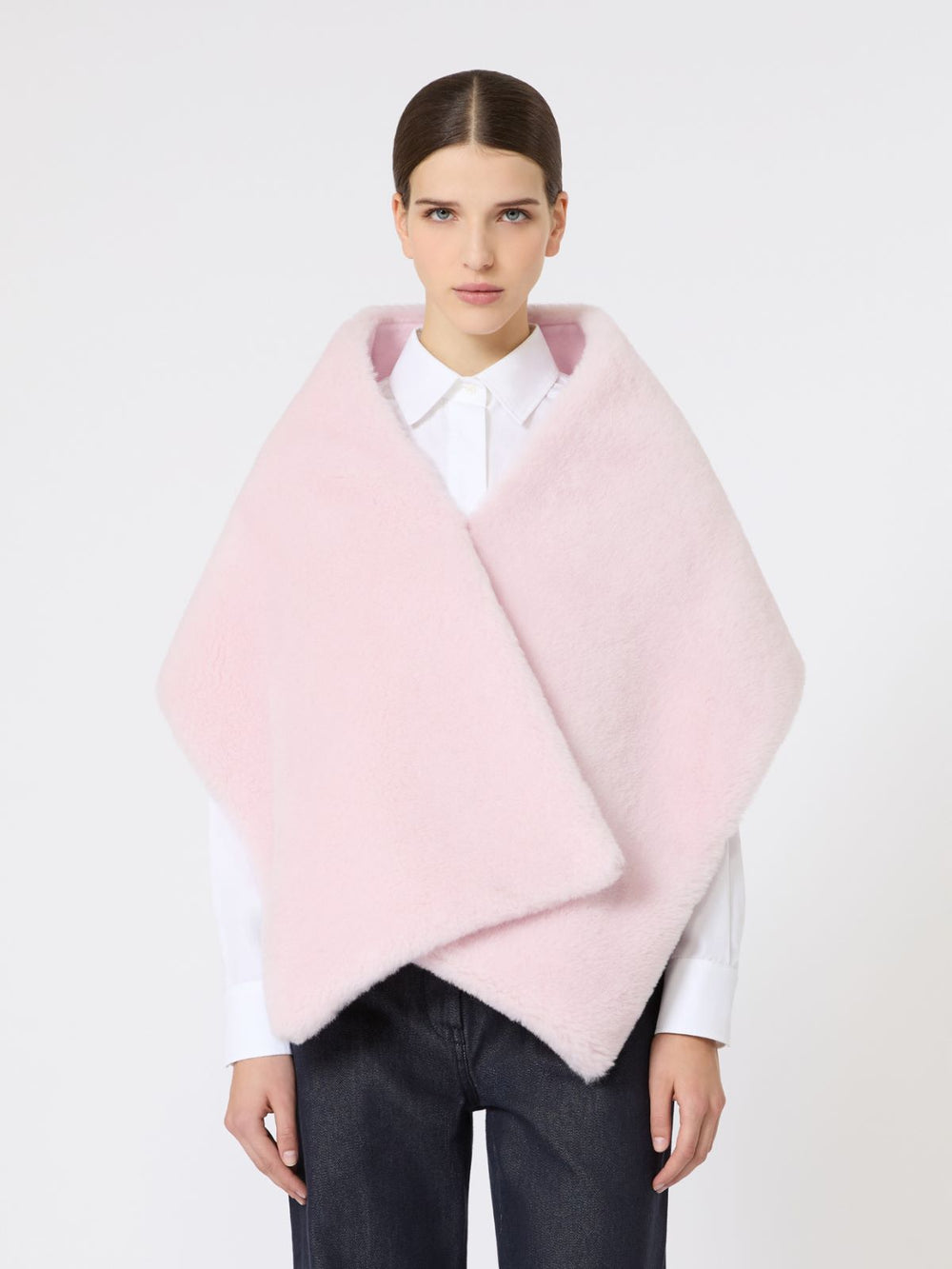 Alpaca and wool Teddy stole - Beige pink