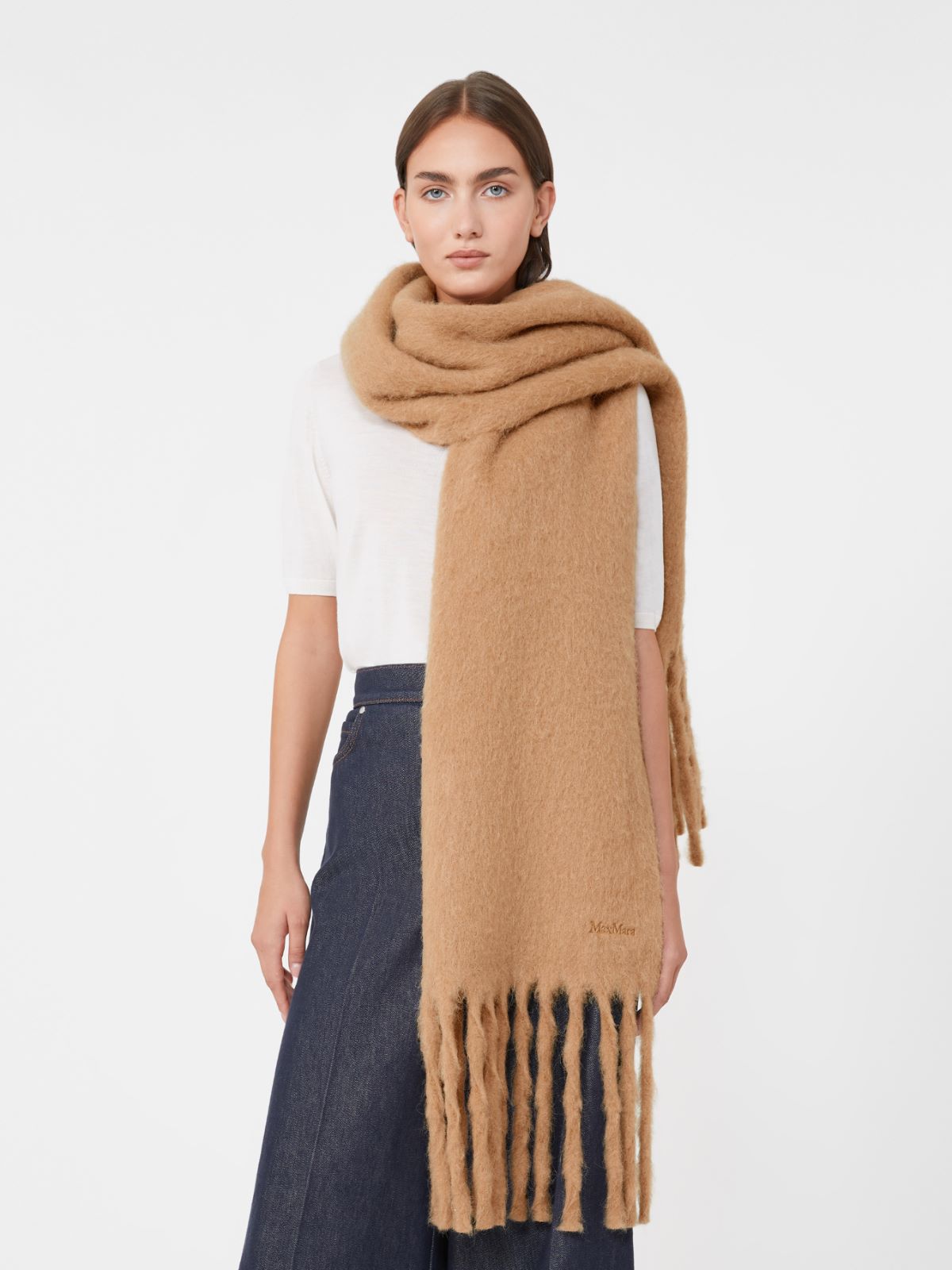 Alpaca-blend scarf - Camel
