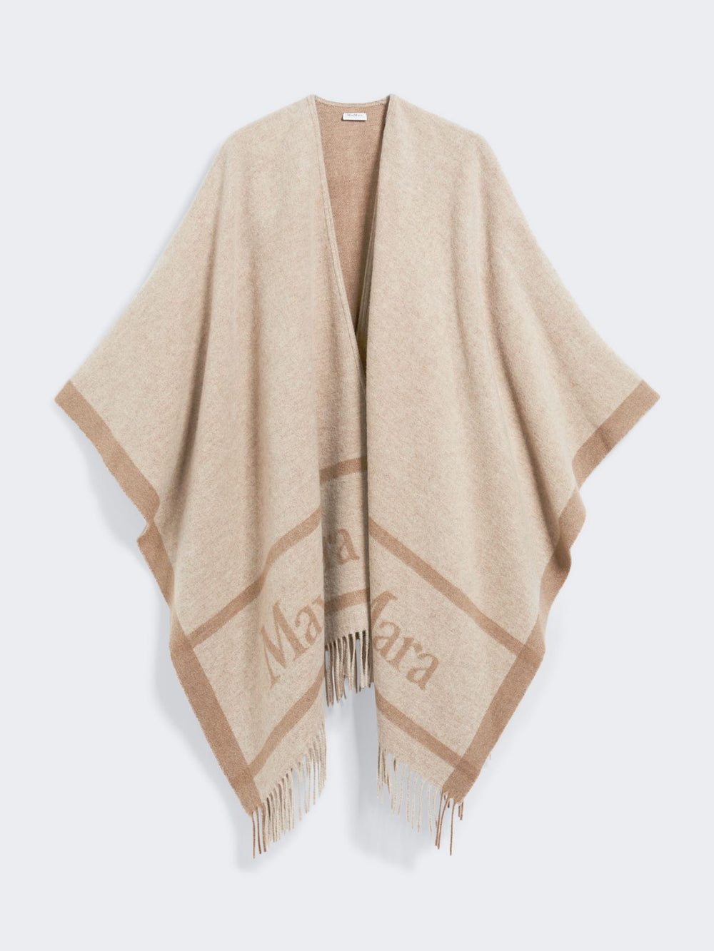 Jacquard wool poncho - Beige