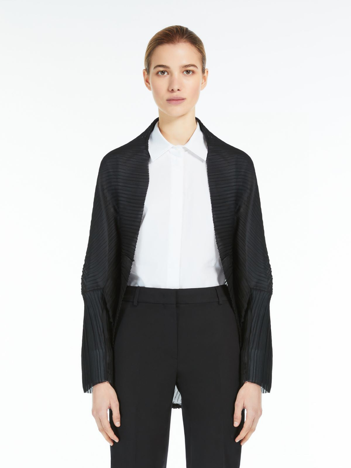 Pleated fabric shrug - Black