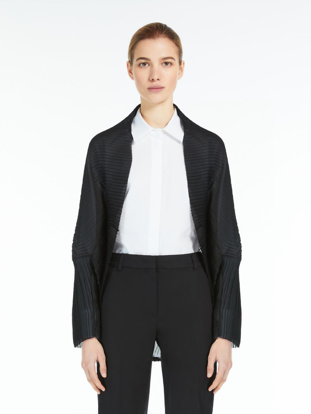 Pleated fabric shrug - Black