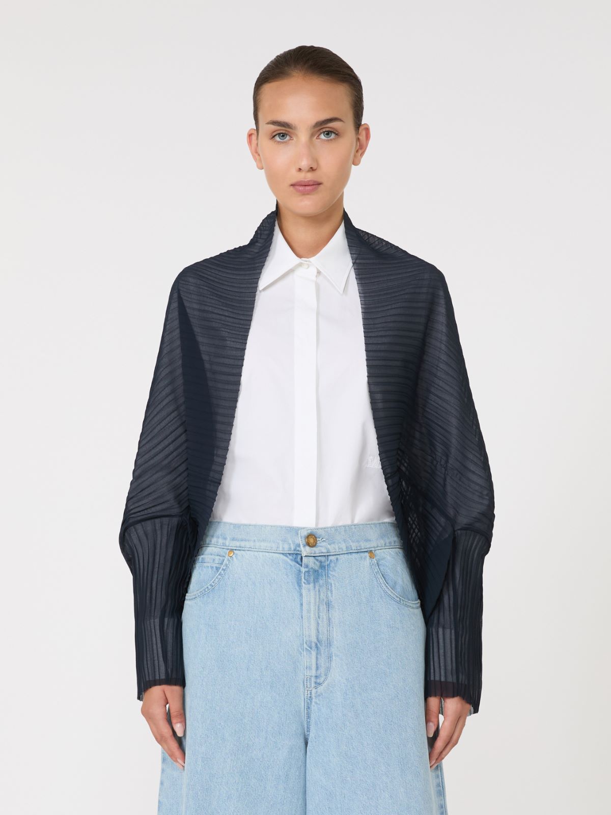 Pleated fabric shrug - Midnightblue