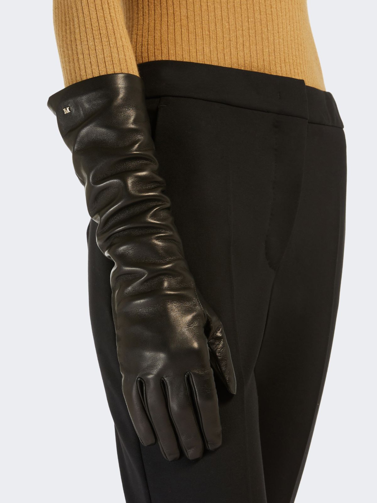 Long Nappa leather gloves - Black