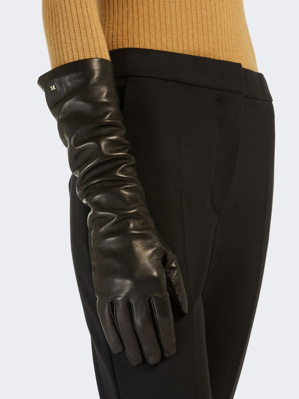 Long Nappa leather gloves - Black