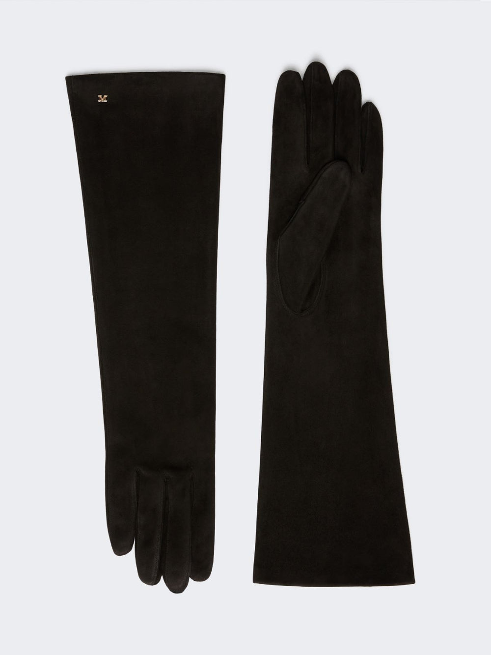 Long suede nappa gloves - Black