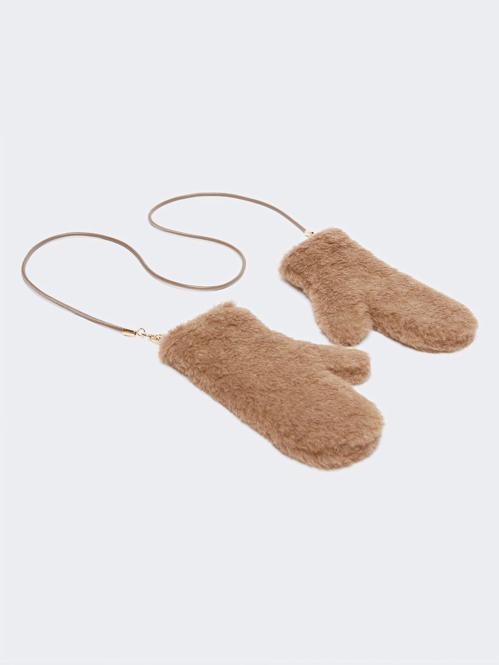 Mittens in alpaca and cashmere Teddy fabric - Bronze