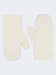 Mittens in alpaca and wool Teddy fabric - Optical white