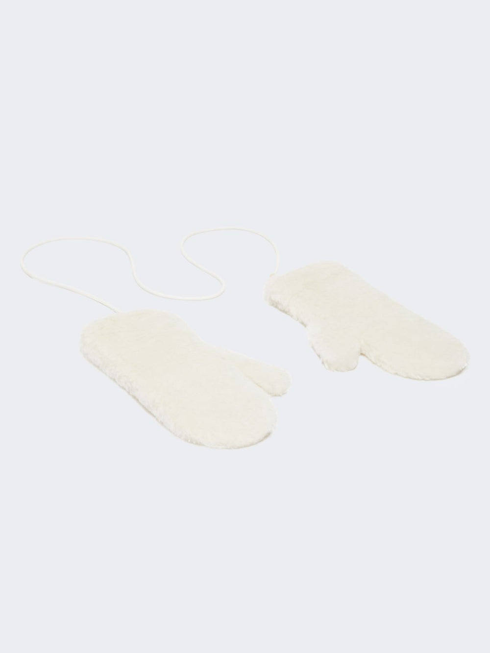 Mittens in alpaca and wool Teddy fabric - Optical white