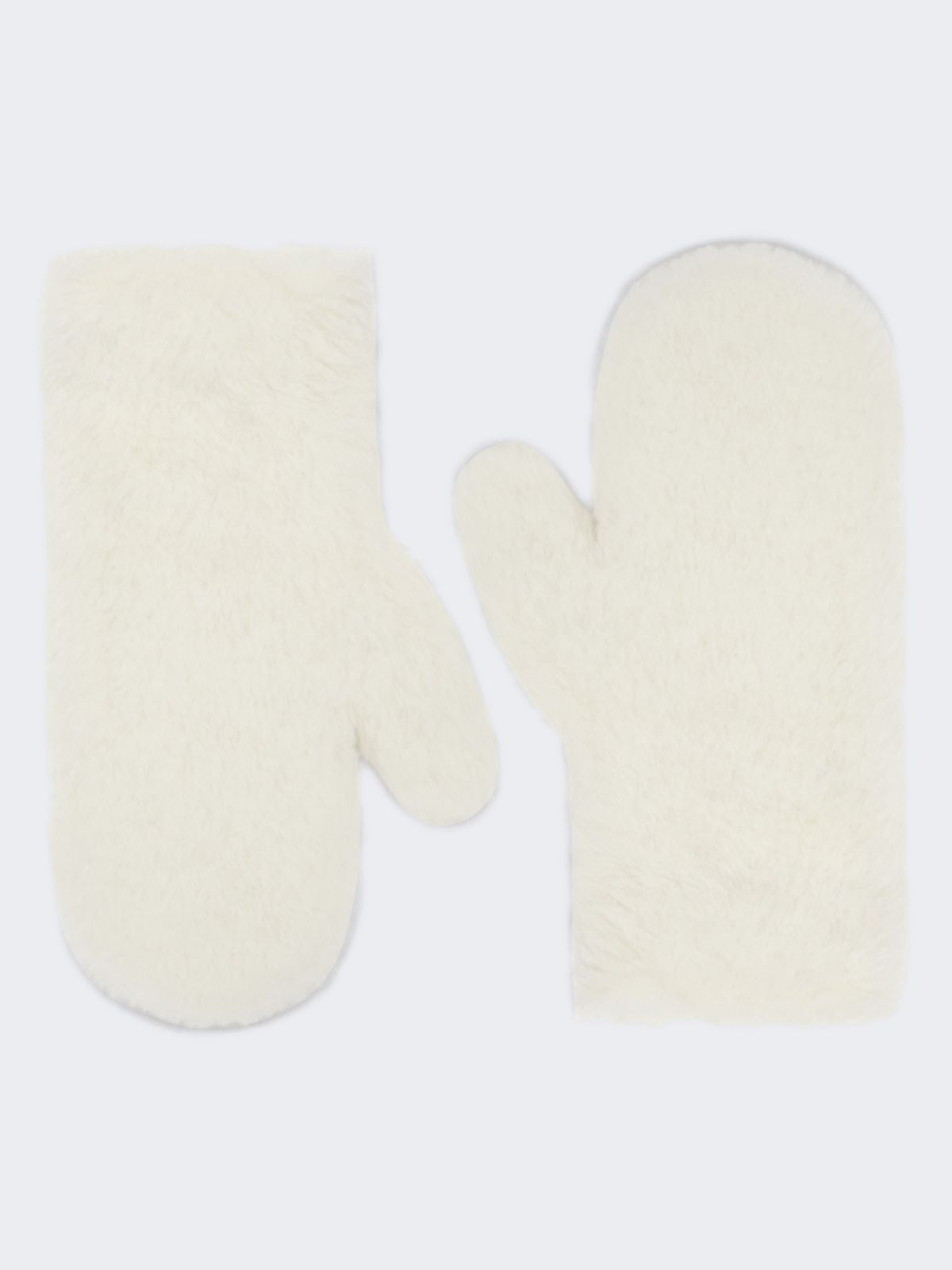 Mittens in alpaca and wool Teddy fabric - Optical white