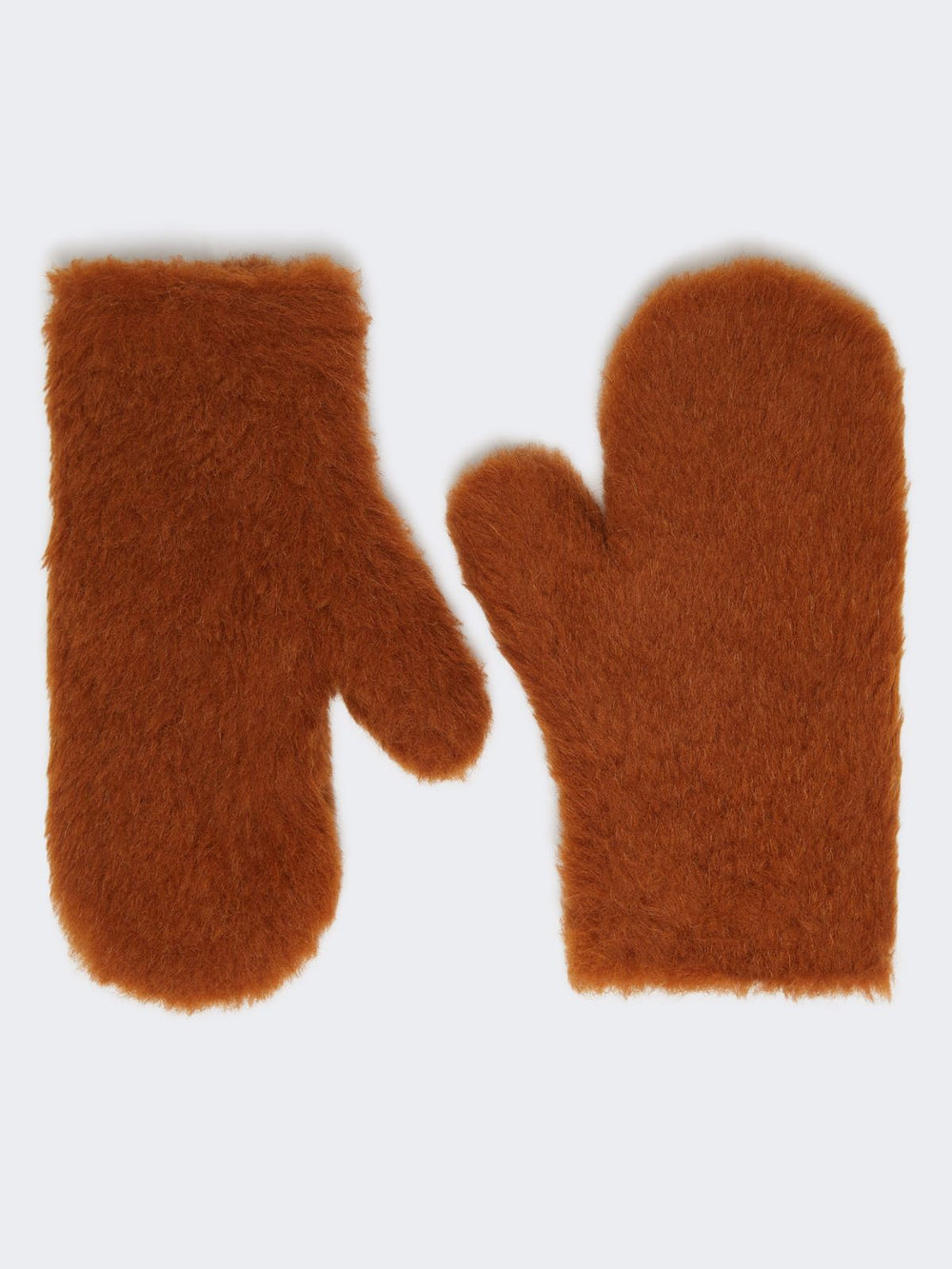 Mittens in alpaca and wool Teddy fabric - Brown bronze