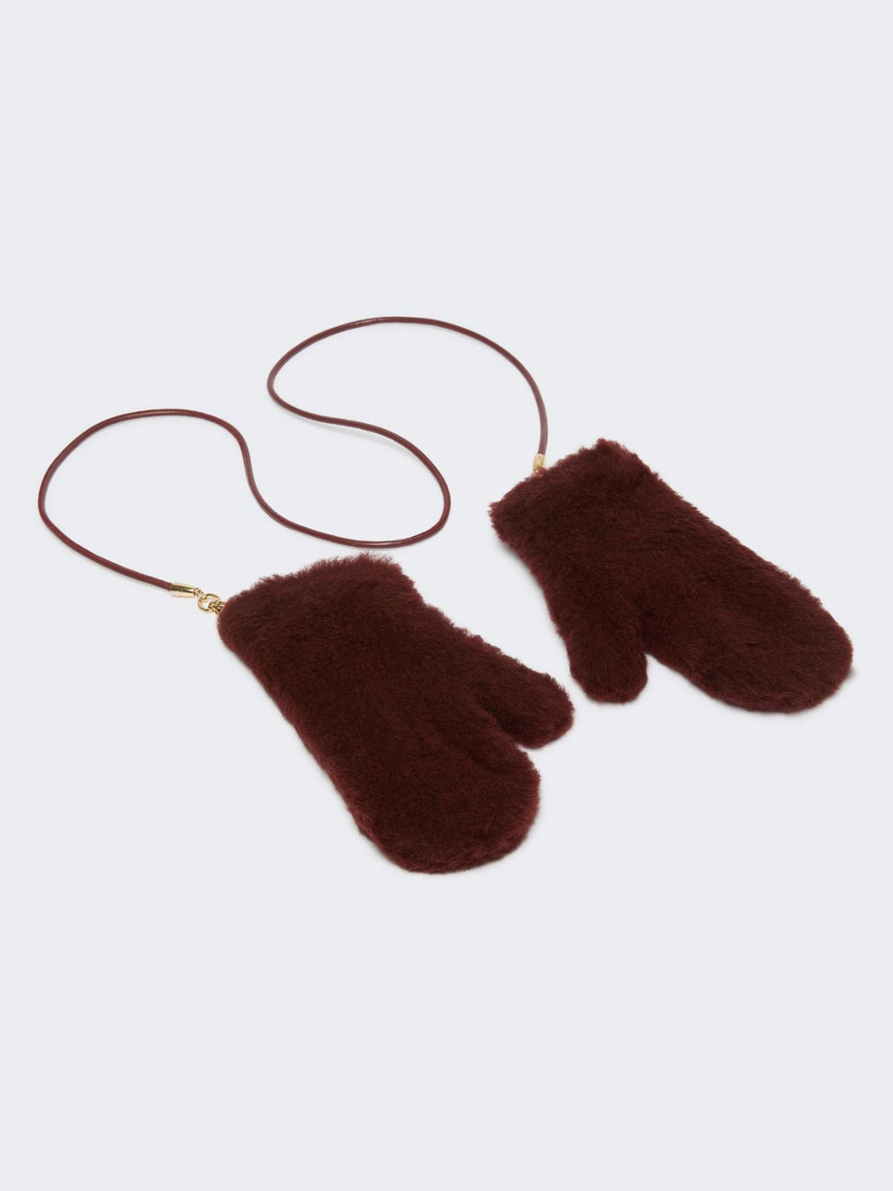 Mittens in alpaca and wool Teddy fabric - Red purple