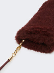 Mittens in alpaca and wool Teddy fabric - Red purple