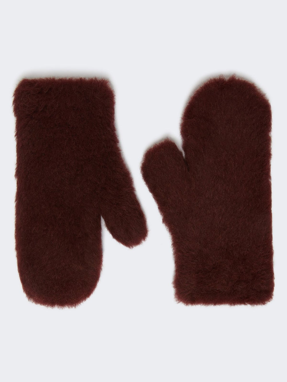 Mittens in alpaca and wool Teddy fabric - Red purple