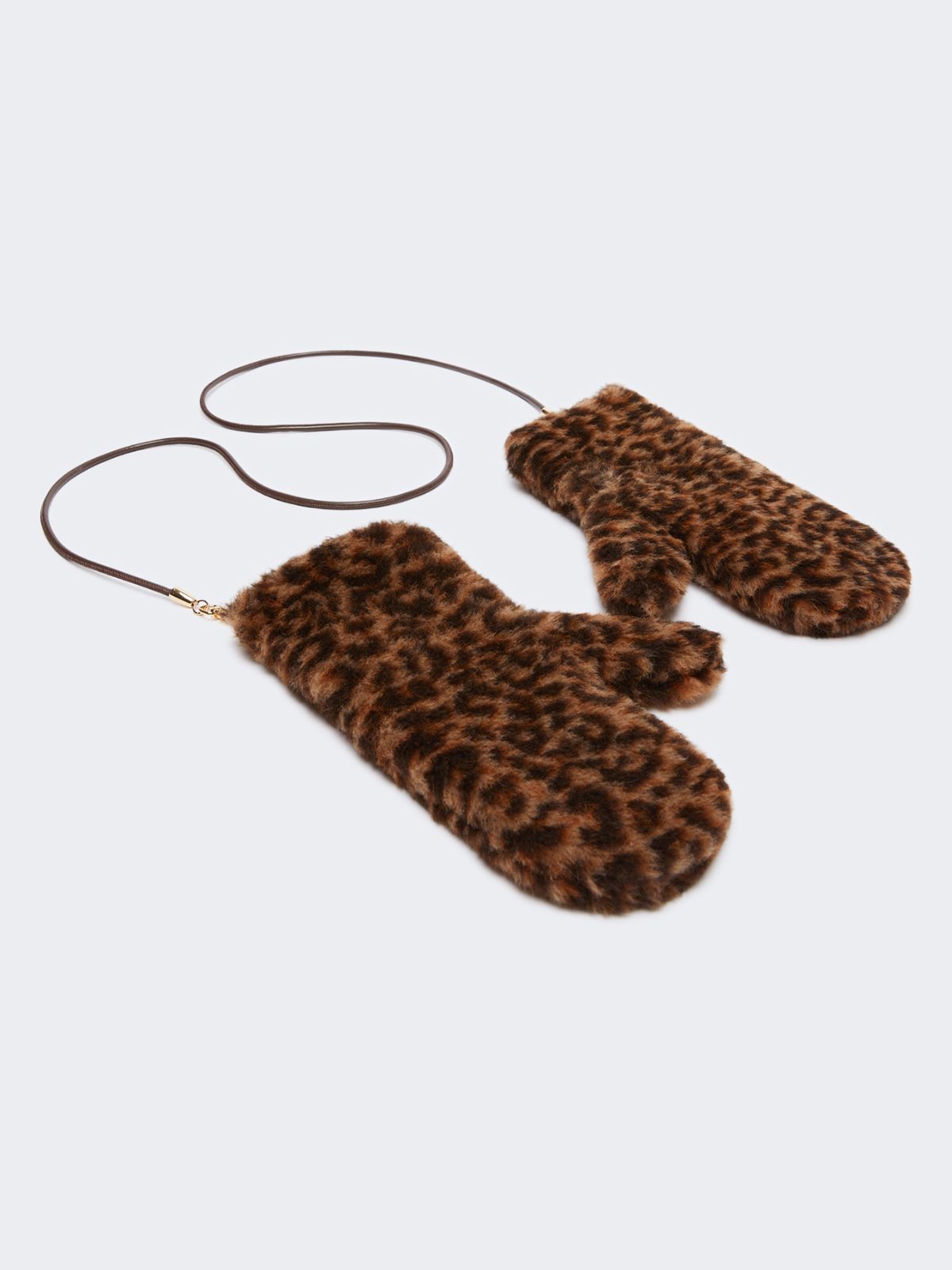Mittens in jacquard-knit alpaca and wool Teddy fabric - Beige