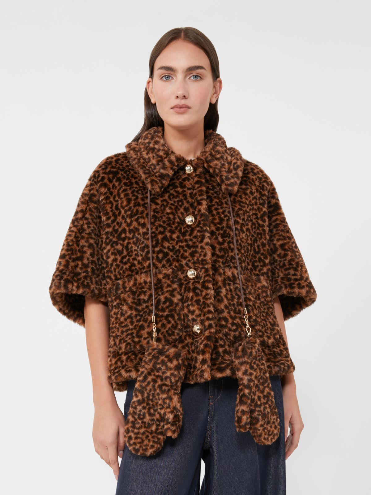 Mittens in jacquard-knit alpaca and wool Teddy fabric - Beige