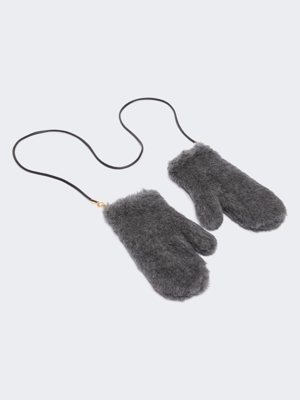 Mittens in wool and alpaca Teddy fabric - Medium grey