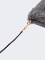 Mittens in wool and alpaca Teddy fabric - Medium grey