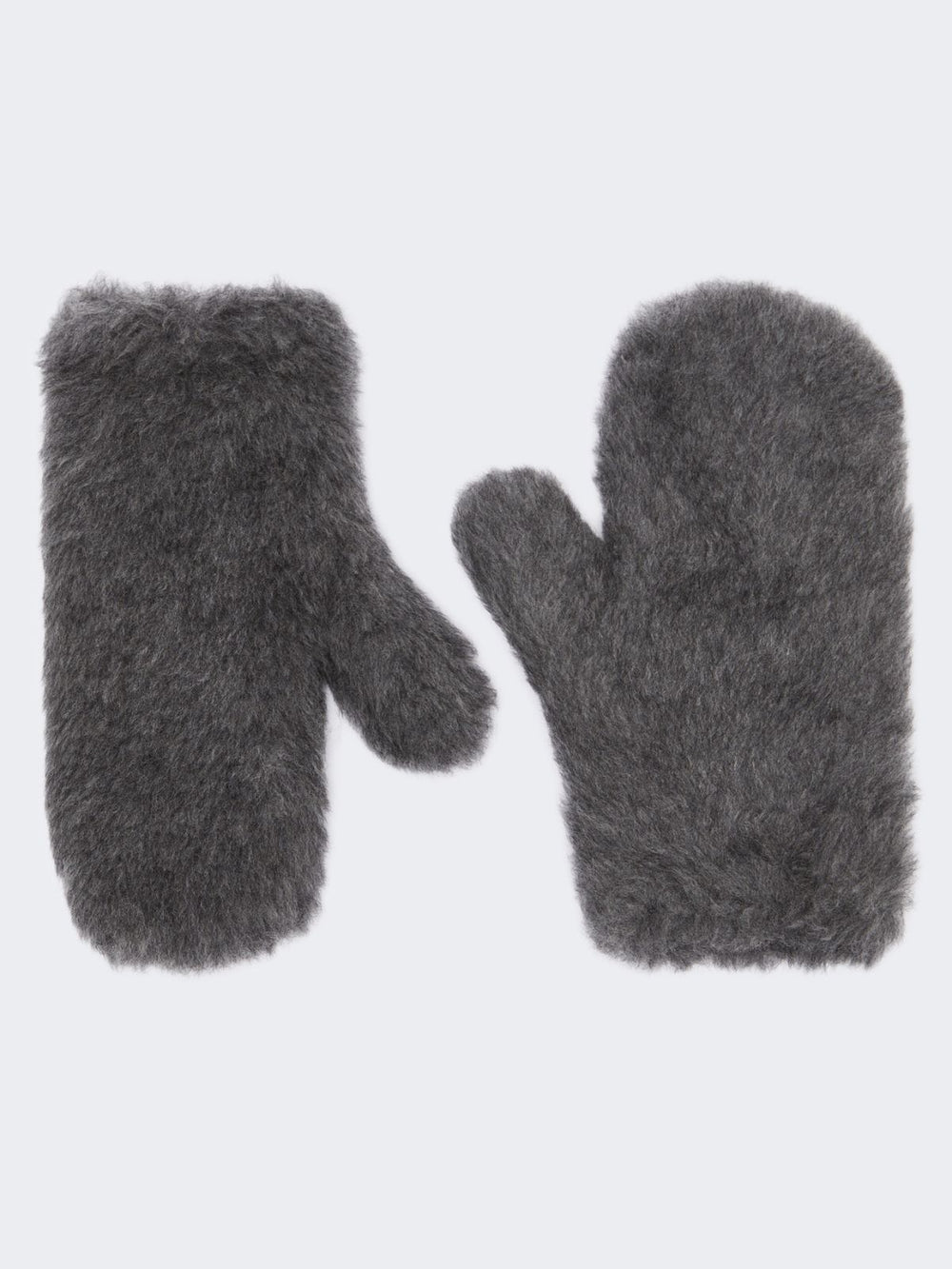 Mittens in wool and alpaca Teddy fabric - Medium grey
