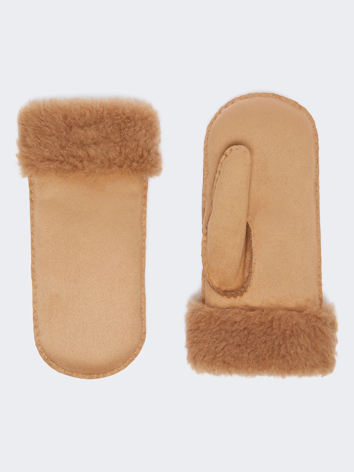 Soft-textured mittens - Camel